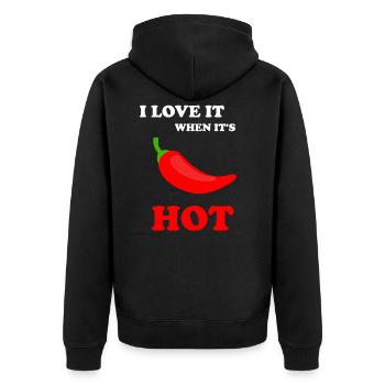 I love chili - Unisex Premium Organic Zip Hoodie - black - Back - Nico (187cm)