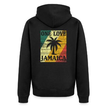 one love jamaica retro 4 - Unisex Premium Bio Zip Hoodie - Schwarz - Hinten - Nico (187cm)