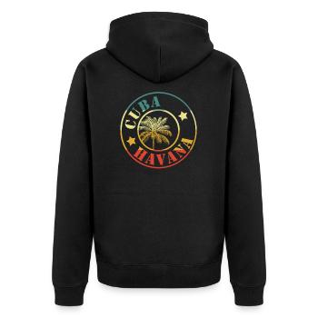 cuba habana retro circle - Veste à capuche bio Premium Unisexe - noir - Dos - Nico (187cm)
