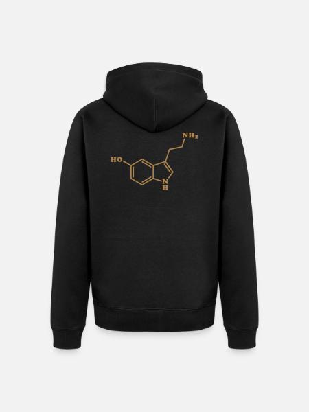 Serotonin Molecular Chemical Formula - Unisex Premium Organic Zip Hoodie - black