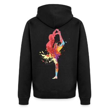 Turnen - Unisex Premium Bio Zip Hoodie - Schwarz - Hinten - Nico (187cm)