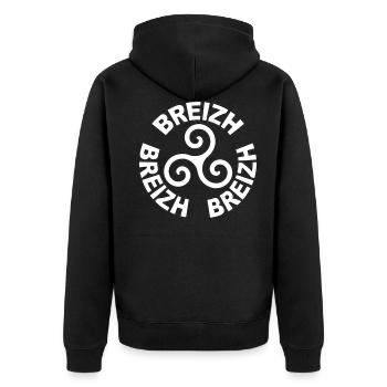 breirzh - bretagne triskel 17 - Veste à capuche bio Premium Unisexe - noir - Dos - Nico (187cm)