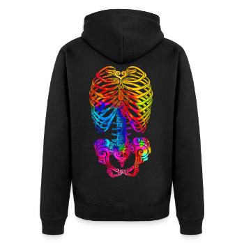 Swirly Skeleton - Unisex Premium Organic Zip Hoodie - black - Back - Nico (187cm)