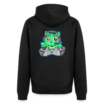 Bande dessinée de gamer de contrôleur de jeu de chat - Veste à capuche bio Premium Unisexe - noir - Dos - Nico (187cm)