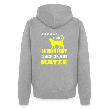 katzenfreund - Unisex Premium Bio Zip Hoodie - Grau meliert - Hinten - Nico (187cm)