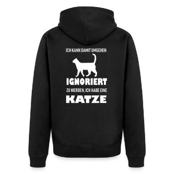 katzen sprüche katzen spruch katzenspruch - Unisex Premium Bio Zip Hoodie - Schwarz - Hinten - Nico (187cm)