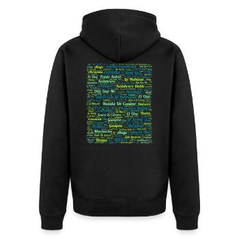 Rueda de Casino Salsa Kuba - Unisex Premium Bio Zip Hoodie - Schwarz - Hinten - Nico (187cm)