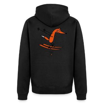 schlauer Skifahrer - Unisex Premium Bio Zip Hoodie - Schwarz - Hinten - Nico (187cm)