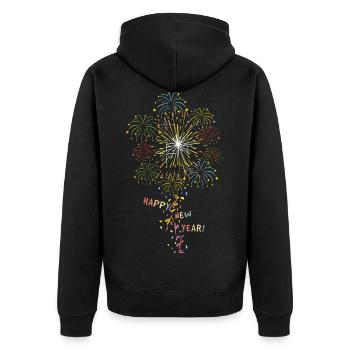 Silvester Feuerwerk - Unisex Premium Bio Zip Hoodie - Schwarz - Hinten - Nico (187cm)