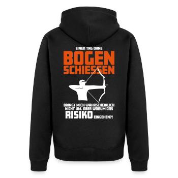 Bogenschießen Fan T-Shirt Archery Design - Unisex Premium Bio Zip Hoodie - Schwarz - Hinten - Nico (187cm)