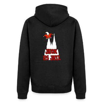 Jeck es jeil Köln Alaaf Karneval Fasching - Unisex Premium Bio Zip Hoodie - Schwarz - Hinten - Nico (187cm)
