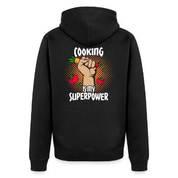 Kochen Superkraft Beruf Hobby Comic Geschenkidee - Unisex Premium Bio Zip Hoodie - Schwarz - Hinten - Nico (187cm)
