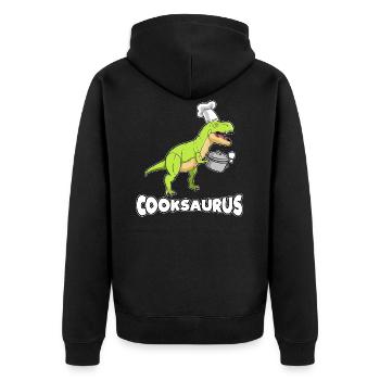 Chef dinosaur cartoon comic funny gift idea - Unisex Premium Organic Zip Hoodie - black - Back - Nico (187cm)