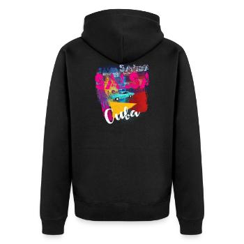 Kuba Salsa Latino Tanz - Kuba Flagge - Unisex Premium Bio Zip Hoodie - Schwarz - Hinten - Nico (187cm)