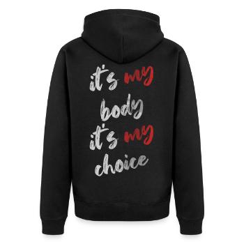 C'est mon corps, c'est mon choix - Veste à capuche bio Premium Unisexe - noir - Dos - Nico (187cm)