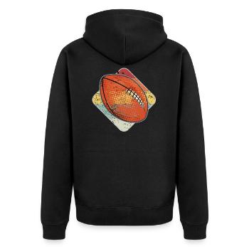 Football Rugby Vintage Sport - Unisex Premium Bio Zip Hoodie - Schwarz - Hinten - Nico (187cm)