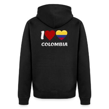 Cool News I Love Colombia Country Flag Gift Idea - Unisex Premium Bio Zip Hoodie - Schwarz - Hinten - Nico (187cm)