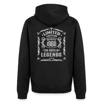 March 1960 Vintage - Birthday Gift 1960 - Unisex Premium Organic Zip Hoodie - black - Back - Nico (187cm)