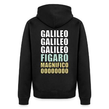 Galileo Figaro Magnificent - Unisex Premium Bio Zip Hoodie - Schwarz - Hinten - Nico (187cm)