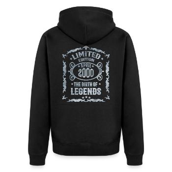 20 Geburtstag Geschenk - Geboren in 2000 - Unisex Premium Bio Zip Hoodie - Schwarz - Hinten - Nico (187cm)