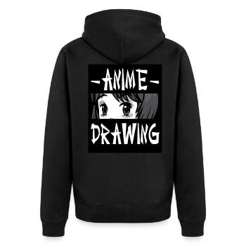 Anime Drawing Manga Otaku Drawing - Unisex Premium Bio Zip Hoodie - Schwarz - Hinten - Nico (187cm)