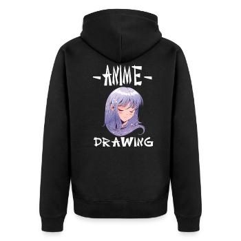 Anime Drawing Manga Otaku Drawing - Unisex Premium Bio Zip Hoodie - Schwarz - Hinten - Nico (187cm)