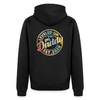 Vintage Leveled Up to Daddy EST.2020 - Unisex Premium Organic Zip Hoodie - black - Back - Nico (187cm)