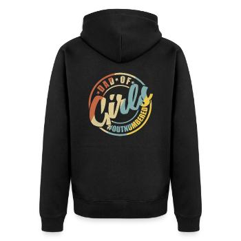 Dad Of Girls Outnumbered - Papa Logo Dad Design - Unisex Premium Organic Zip Hoodie - black - Back - Nico (187cm)