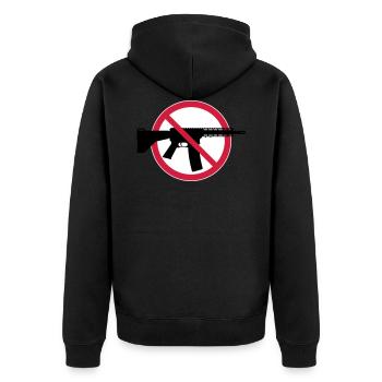 Waffenverbot Verbotsschild (Keine Waffen Peace) 3C - Unisex Premium Bio Zip Hoodie - Schwarz - Hinten - Nico (187cm)
