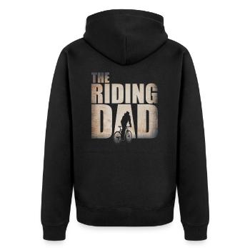 MTB Downhill SPORTS - The Riding Dad Cycling Gift - Unisex Premium Bio Zip Hoodie - Schwarz - Hinten - Nico (187cm)