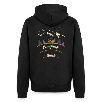Wohnwagen Camping Glück - Unisex Premium Bio Zip Hoodie - Schwarz - Hinten - Nico (187cm)