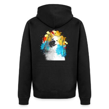 Aquarelle Samoyède multicolore - Veste à capuche bio Premium Unisexe - noir - Dos - Nico (187cm)