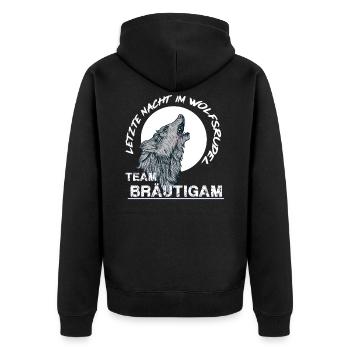 Letzte Nacht im Wolsrudel - Unisex Premium Bio Zip Hoodie - Schwarz - Hinten - Nico (187cm)