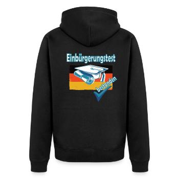 Integrationskurs Deutsch Einbürgerung Geschenk - Unisex Premium Bio Zip Hoodie - Schwarz - Hinten - Nico (187cm)