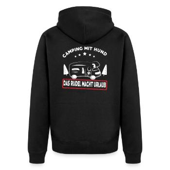 Camping mit Hund das Rudel macht Urlaub - Unisex Premium Bio Zip Hoodie - Schwarz - Hinten - Nico (187cm)