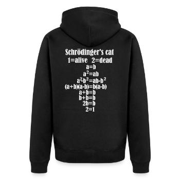 Physik Schrödingers Katze Tod Lebendig Sprüche - Unisex Premium Bio Zip Hoodie - Schwarz - Hinten - Nico (187cm)