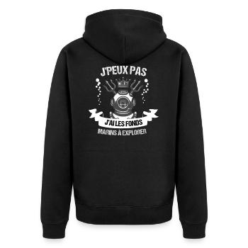 Fond marin - Océan - Paradis- Cadeau - Humour - Veste à capuche bio Premium Unisexe - noir - Dos - Nico (187cm)
