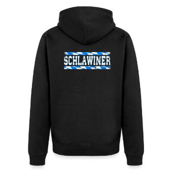 Bayrischer Spruch - Bayrisch für Anfänger - Unisex Premium Bio Zip Hoodie - Schwarz - Hinten - Nico (187cm)