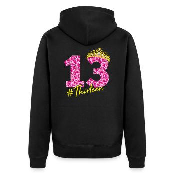 13e anniversaire de la couronne de l'adolescent - Veste à capuche bio Premium Unisexe - noir - Dos - Nico (187cm)