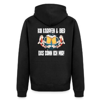 Kois Koi Teich Koi Karpfen & Bier - Unisex Premium Bio Zip Hoodie - Schwarz - Hinten - Nico (187cm)