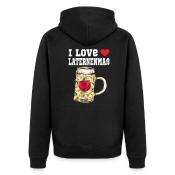 I Love Laternenmaß - Laternenmass - Unisex Premium Bio Zip Hoodie - Schwarz - Hinten - Nico (187cm)