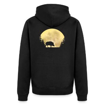 Wild boar hunting - hunter gift - Unisex Premium Organic Zip Hoodie - black - Back - Nico (187cm)