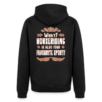 Reiten Reitsport Pferd Geschenk Mädchen - Unisex Premium Bio Zip Hoodie - Schwarz - Hinten - Nico (187cm)