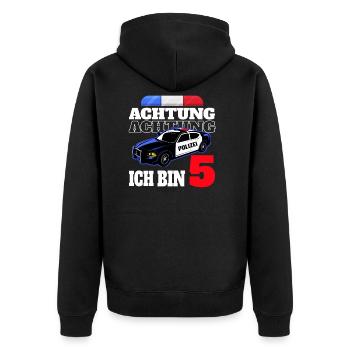 5 Geburtstag Polizei Polizeiauto Junge Geschenk - Unisex Premium Bio Zip Hoodie - Schwarz - Hinten - Nico (187cm)