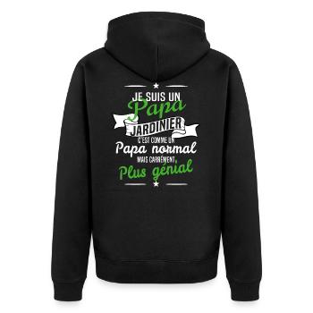 papa jardinier cadeau fan de jardin - Veste à capuche bio Premium Unisexe - noir - Dos - Nico (187cm)