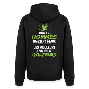 Cadeau drôle golfeur humour golf - Veste à capuche bio Premium Unisexe - noir - Dos - Nico (187cm)