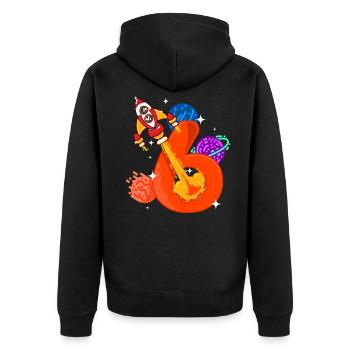 Kinder 6. Geburtstag 6 jähriger zum - Unisex Premium Bio Zip Hoodie - Schwarz - Hinten - Nico (187cm)