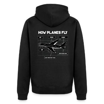How Planes Fly Design for student pilots and - Unisex Premium Organic Zip Hoodie - black - Back - Nico (187cm)
