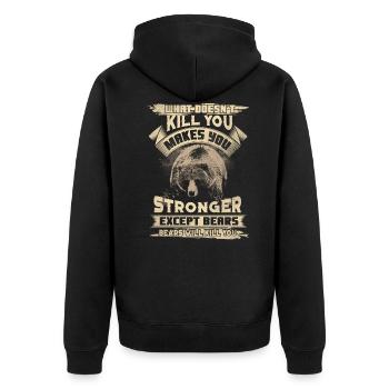 What Doesn't Kill Except For Bears - Unisex Premium Bio Zip Hoodie - Schwarz - Hinten - Nico (187cm)