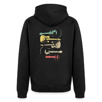 Gitarre Gitarrist Retro Musik Musiker Geschenk - Unisex Premium Bio Zip Hoodie - Schwarz - Hinten - Nico (187cm)